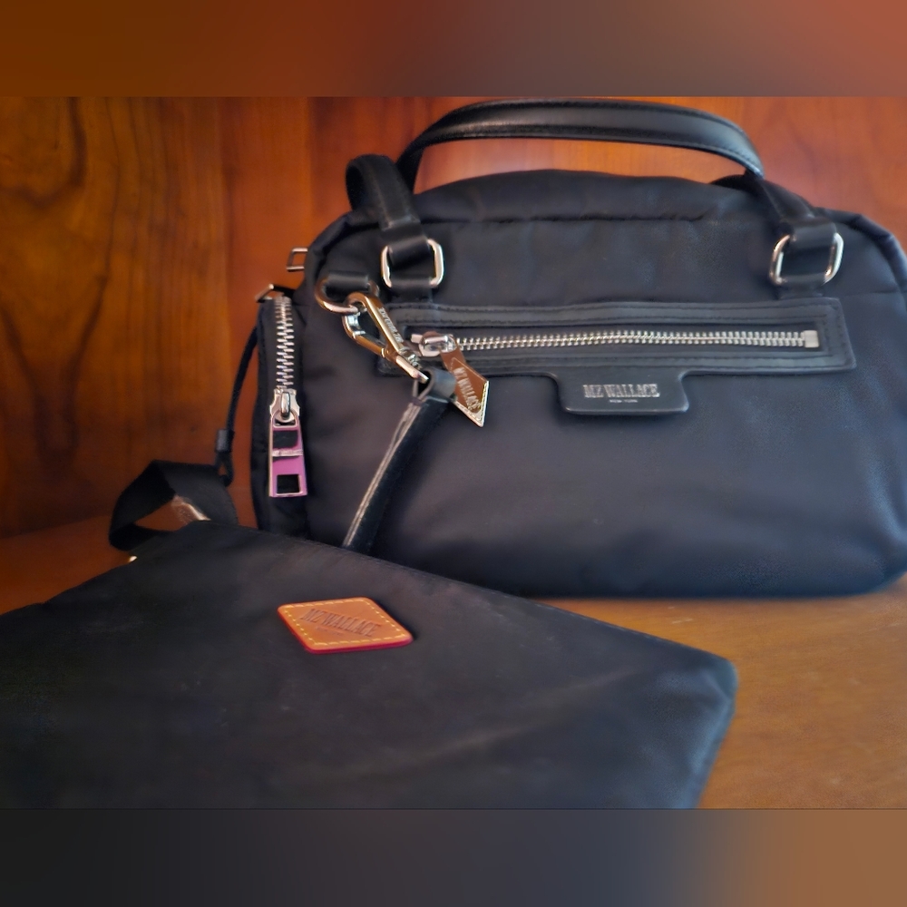 MZ Wallace black nylon barrel bag